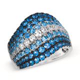 14K WHITE GOLD SAPPHIRE OMBRE, WHITE SAPPHIRE RING