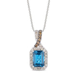 14K WHITE GOLD DIAMOND LONDON BLUE TOPAZ PENDANT