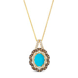 14K YELLOW GOLD DIAMOND TURQUOISE PENDANT