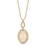 14K YELLOW GOLD DIAMOND OPAL PENDANT