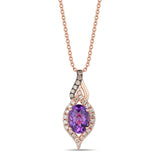 14K WHITE GOLD DIAMOND AMETHYST PENDANT