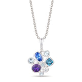 14K WHITE GOLD DIAMOND LONDON BLUE TOPAZ, TANZANIT