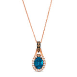 14K STRAWBERRY GOLD DIAMOND LONDON BLUE TOPAZ PEND