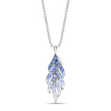14K WHITE GOLD SAPPHIRE OMBRE, WHITE SAPPHIRE PEND