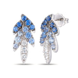 14K WHITE GOLD SAPPHIRE OMBRE, WHITE SAPPHIRE EARR