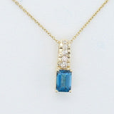 14K YELLOW GOLD DIAMOND LONDON BLUE TOPAZ PENDANT