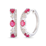 14K WHITE GOLD DIAMOND RUBY EARRINGS