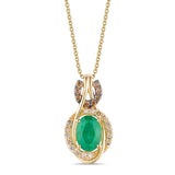 14K YELLOW GOLD DIAMOND NEW EMERALD PENDANT