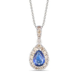 14K WHITE GOLD DIAMOND SAPPHIRE PENDANT