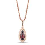 14K STRAWBERRY GOLD DIAMOND GARNET PENDANT