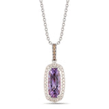 14K WHITE GOLD DIAMOND AMETHYST PENDANT