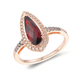 14K STRAWBERRY GOLD DIAMOND GARNET RING