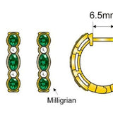 14K YELLOW GOLD DIAMOND EMERALD EARRINGS