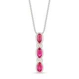 14K WHITE GOLD DIAMOND RUBY PENDANT