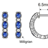 14K WHITE GOLD DIAMOND SAPPHIRE EARRINGS