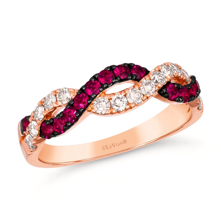 14K STRAWBERRY GOLD DIAMOND RUBY RING