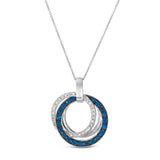 14K WHITE GOLD DIAMOND SAPPHIRE PENDANT