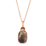 14K STRAWBERRY GOLD DIAMOND AQUADITE BLACK PENDANT