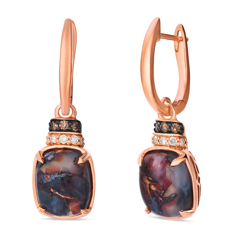 14K STRAWBERRY GOLD DIAMOND AQUADITE BLACK EARRING