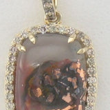 14K STRAWBERRY GOLD DIAMOND AQUADITE BLACK PENDANT