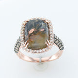 14K STRAWBERRY GOLD DIAMOND AQUADITE BLACK RING