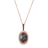 14K STRAWBERRY GOLD DIAMOND AQUADITE BLACK PENDANT