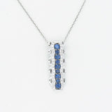 14K WHITE GOLD DIAMOND SAPPHIRE PENDANT