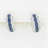 14K WHITE GOLD DIAMOND SAPPHIRE EARRINGS