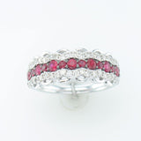14K WHITE GOLD DIAMOND RUBY RING