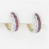 14K WHITE GOLD DIAMOND RUBY EARRINGS