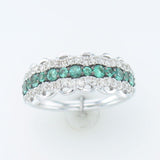 14K WHITE GOLD DIAMOND EMERALD RING