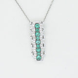 14K WHITE GOLD DIAMOND EMERALD PENDANT