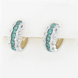 14K WHITE GOLD DIAMOND EMERALD EARRINGS