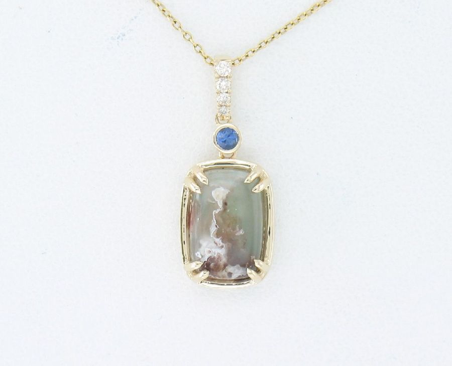 14K YELLOW GOLD DIAMOND AQUAPRASE CANDY, SAPPHIRE