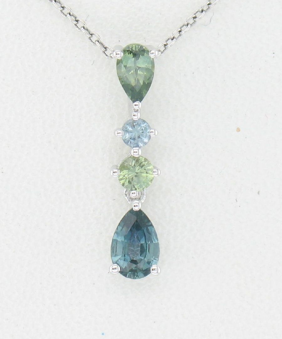 14K WHITE GOLD MONTANA SAPPHIRE PENDANT