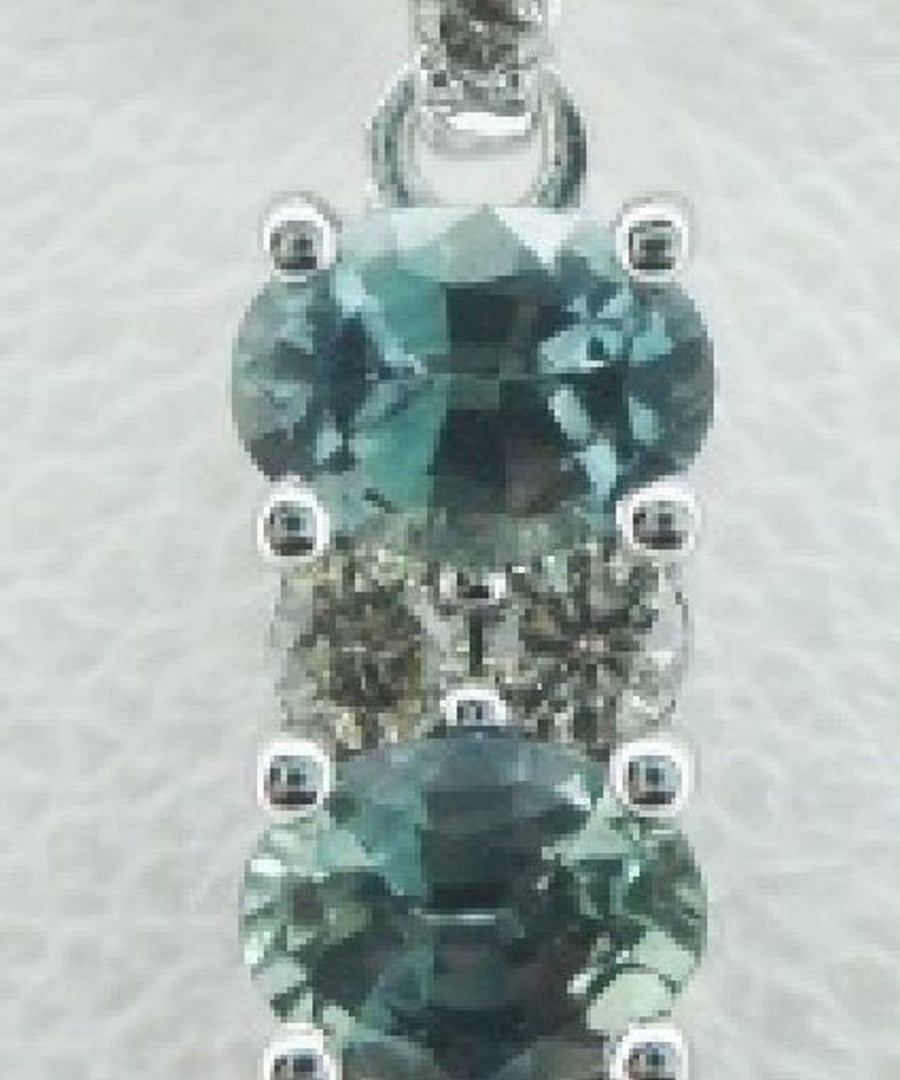 14K WHITE GOLD DIAMOND MONTANA SAPPHIRE PENDANT