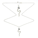 14K WHITE GOLD DIAMOND SAPPHIRE NECKLACE